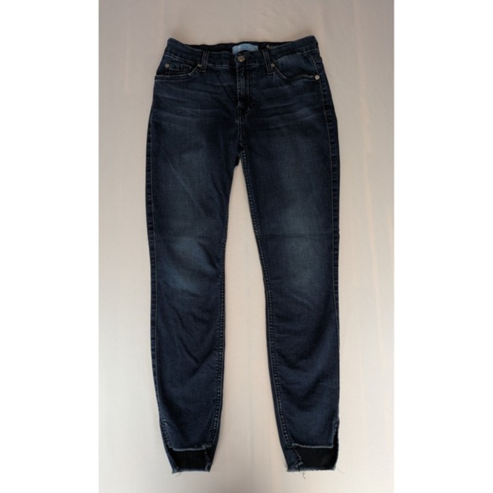 7 For All Mankind Blair Ankle Skinny Jeans Dark Indigo Step Hem Size 27
